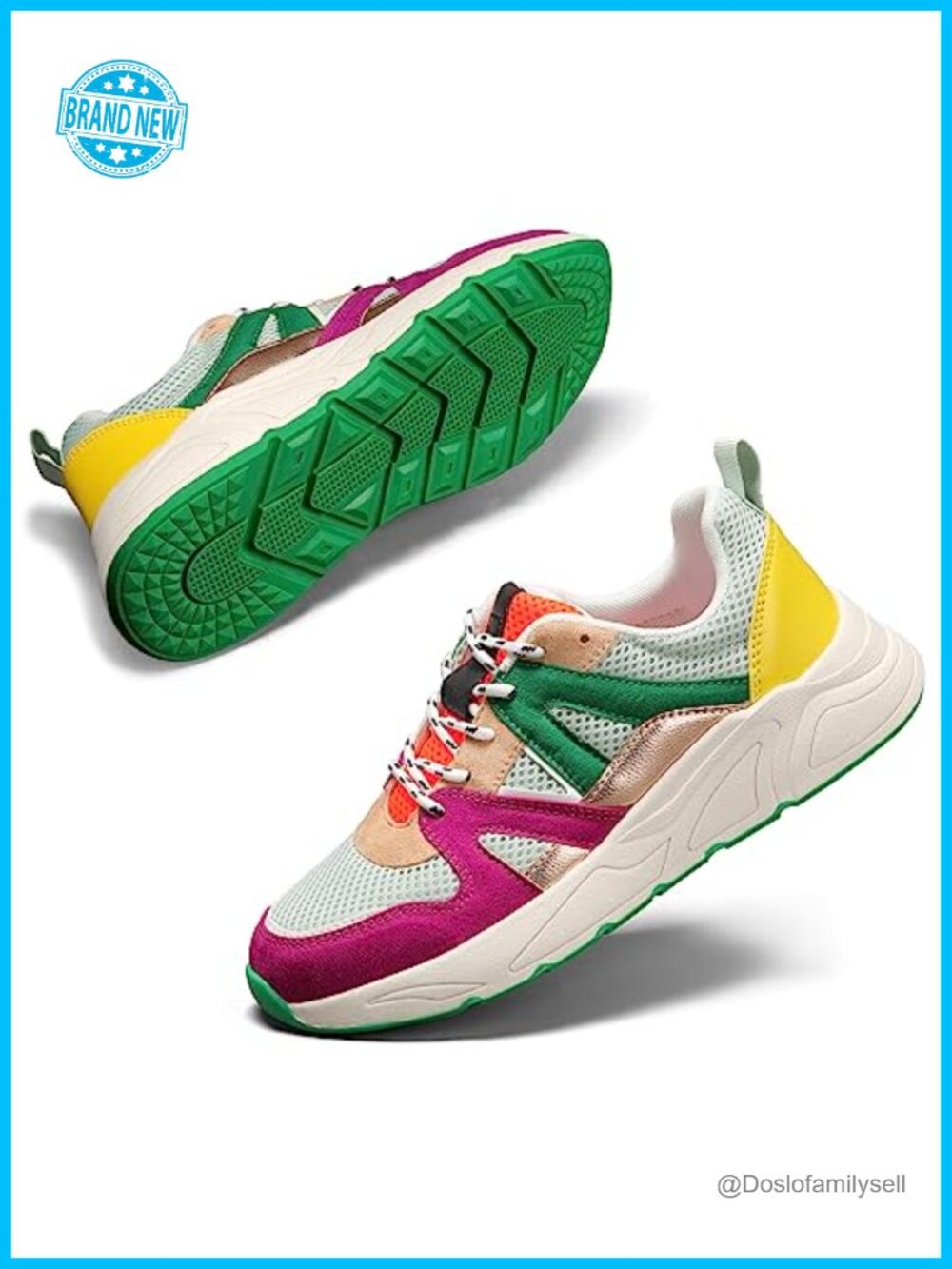 Women Platform Walking Sneakers Lace-Up Memory Foam Chunky Casual Shoes